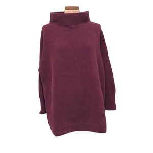 Free People Ottoman Sweater Size Medium Muted Red Ribbed Funnel Neck Pullover